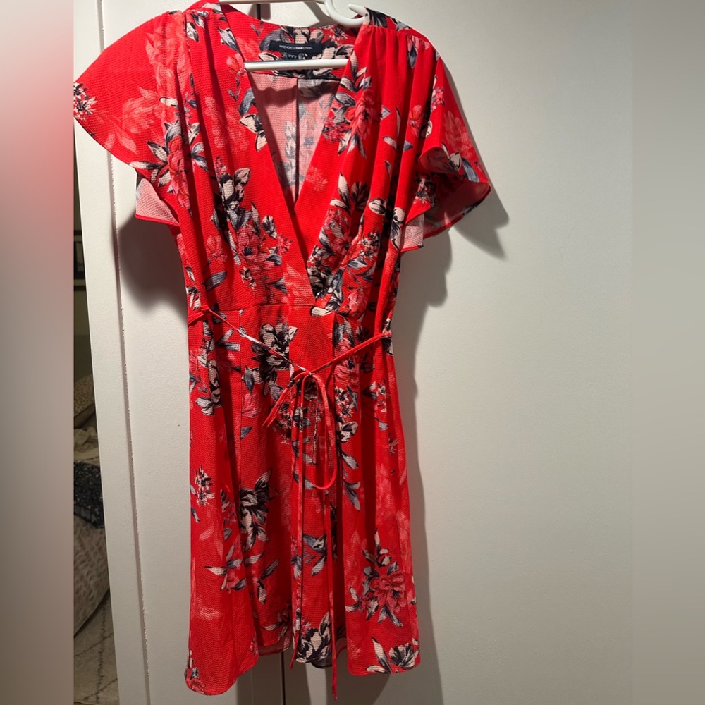 Bright floral French Connection wrap dress, size 8